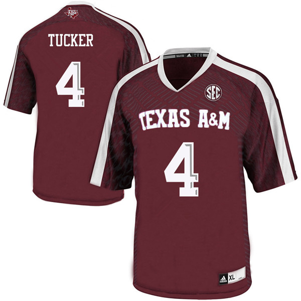 Men #4 Derrick Tucker Texas A&M Aggies College Football Jerseys Sale-Maroon - Click Image to Close